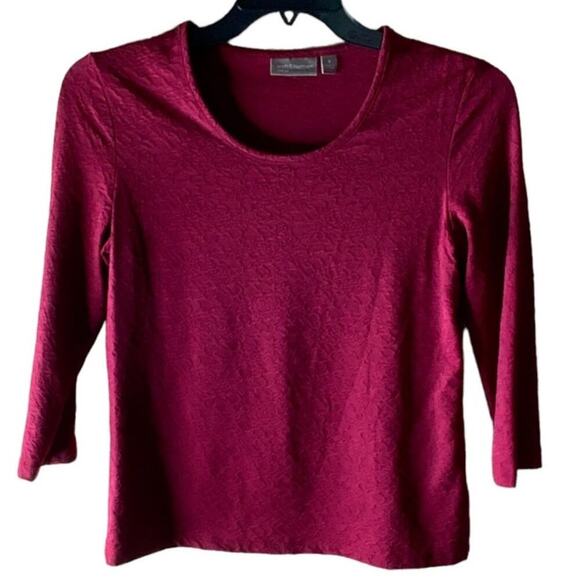 Croft & Barrow Top Women's Size Small Long Sleeve Round Neck Stretch Maroon - Picture 1 of 6